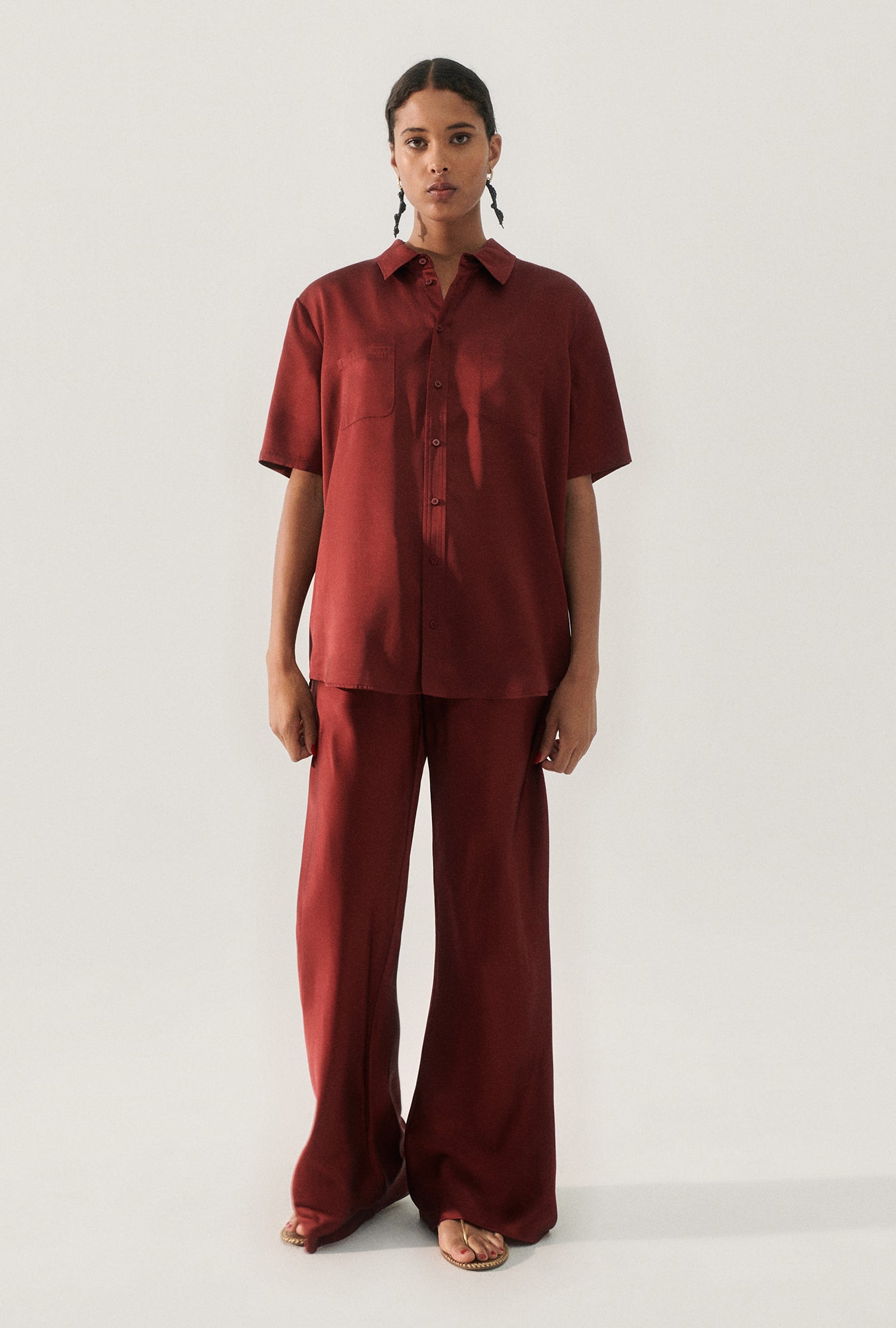 Bias Cut Pants Garnet