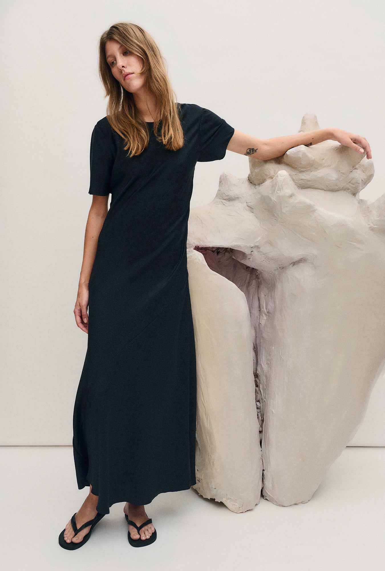 Short Sleeve Bias Dress Coral Jacquard