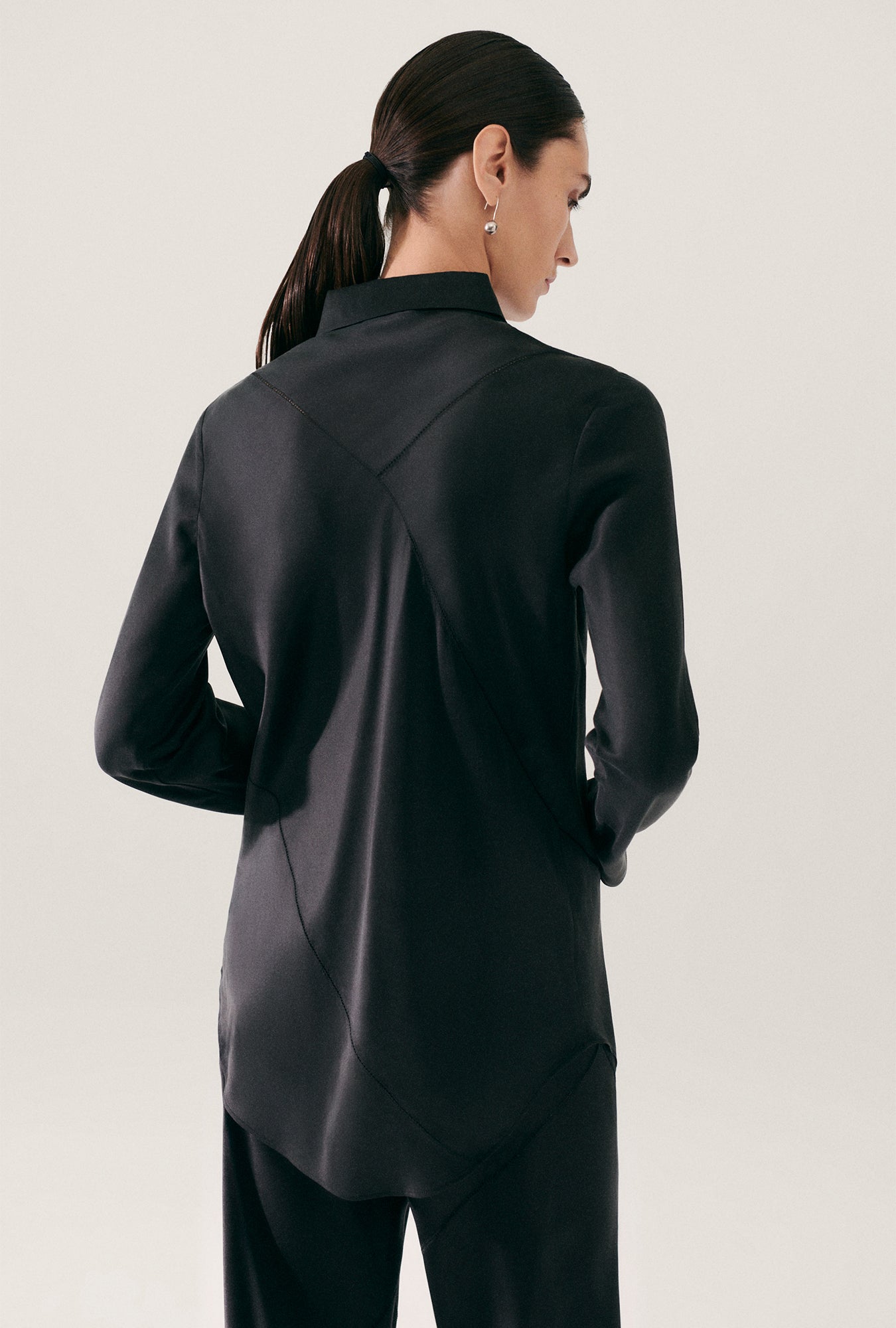 Splice Bias Cut Shirt Black