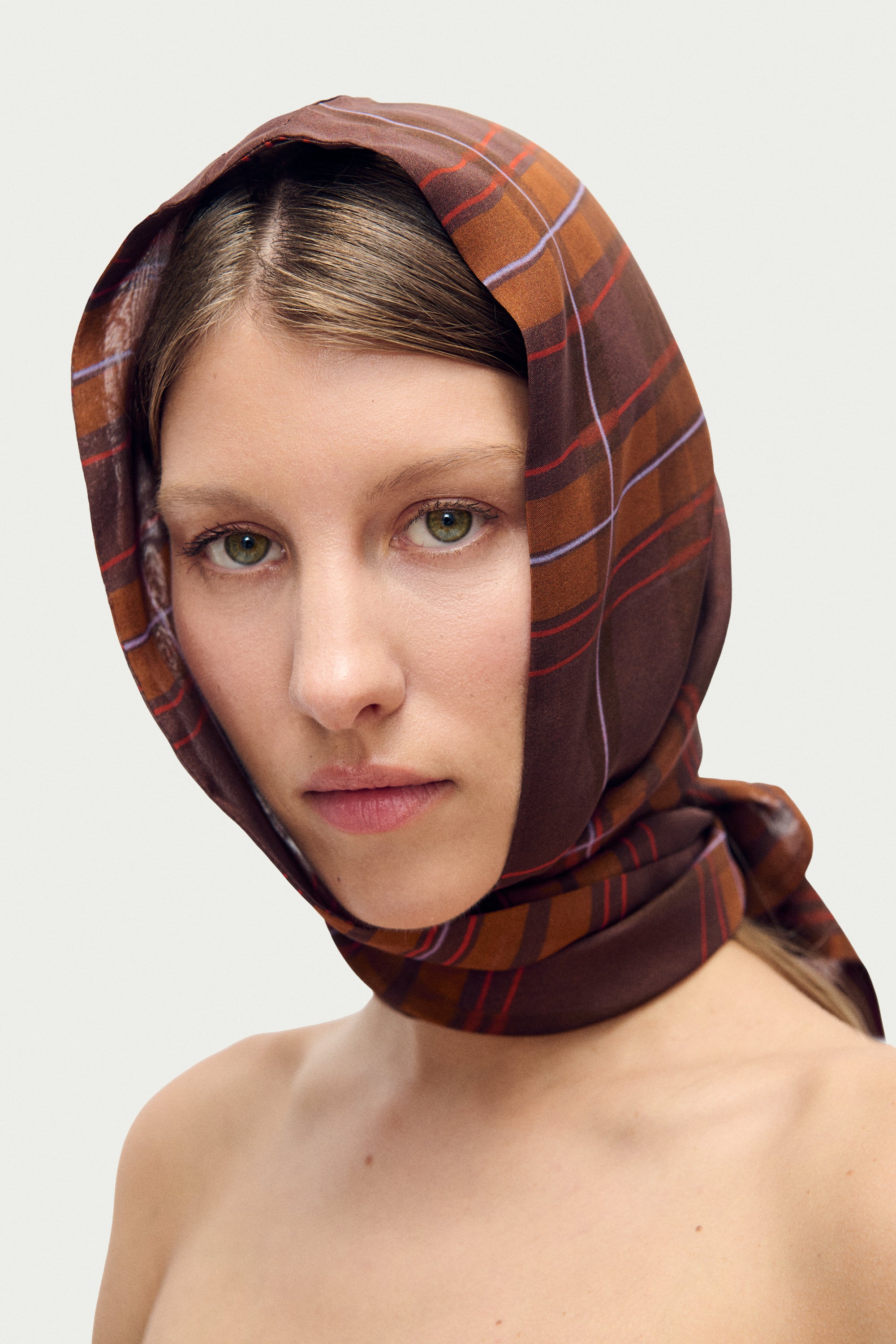 Chiffon Hollywood Headscarf Root Plaid