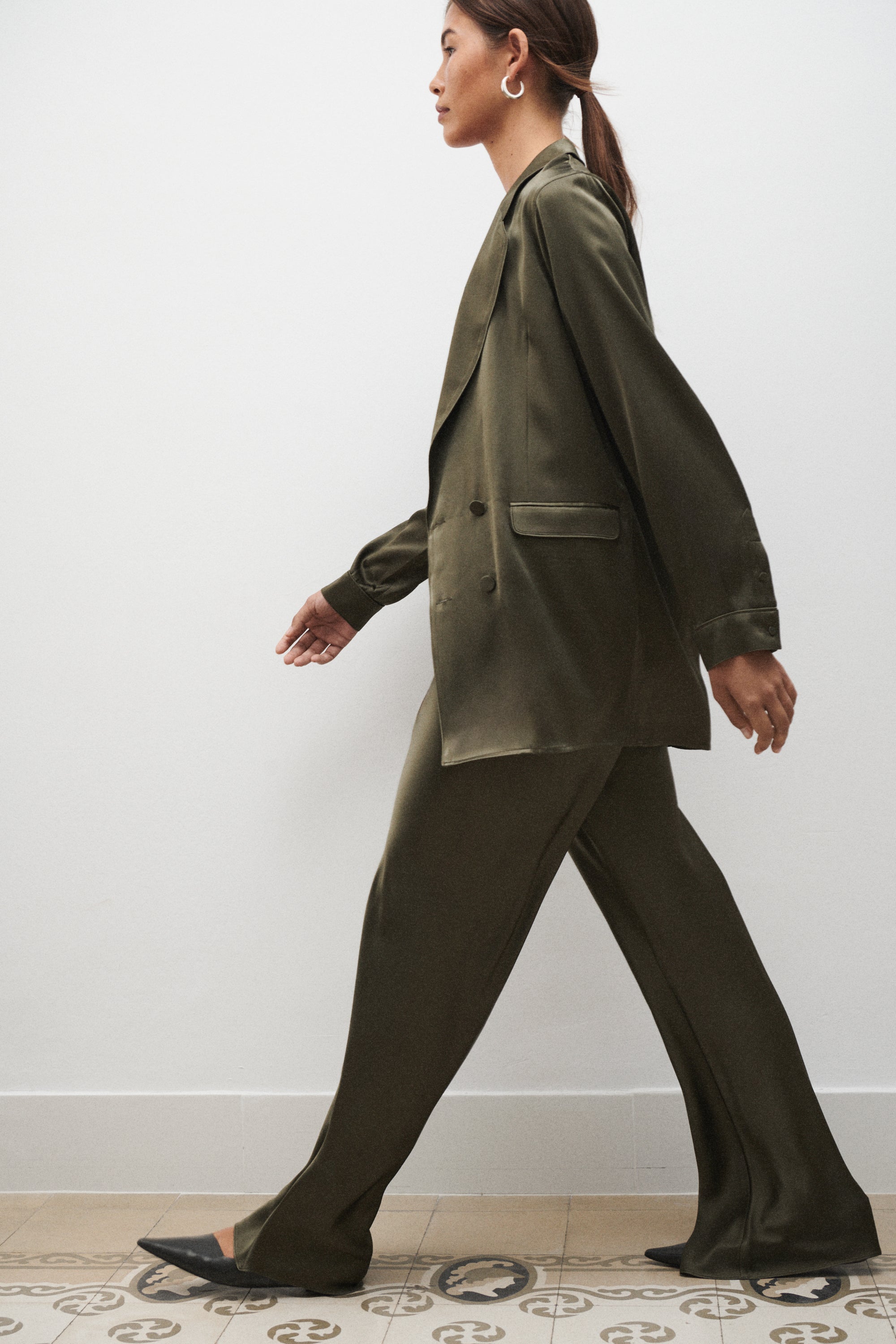 Bias Cut Pants Pine