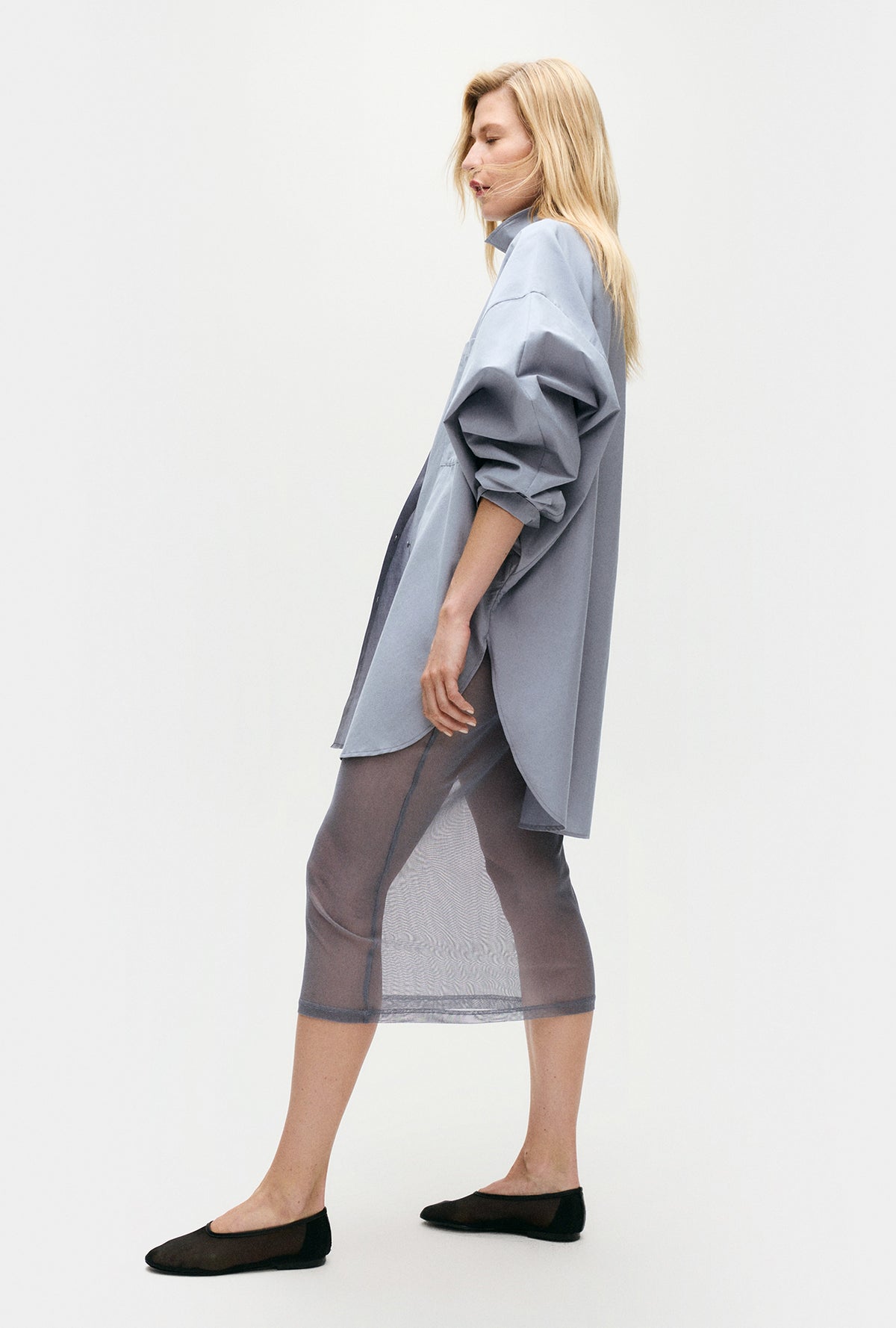 Cotton Silk Round Shirt Storm