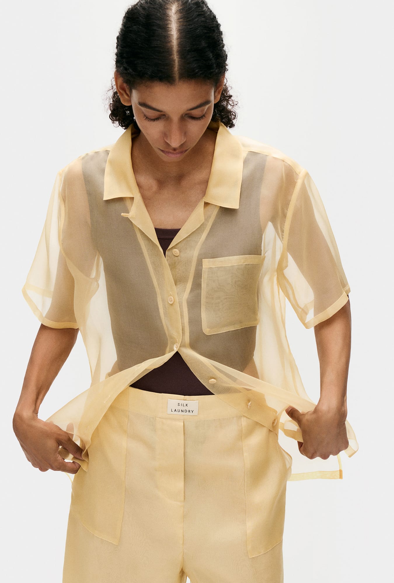 Organza Boxer Shorts Beige