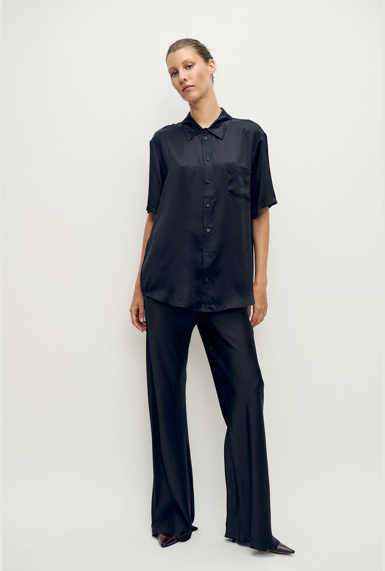 Short Sleeve Boyfriend Shirt Black