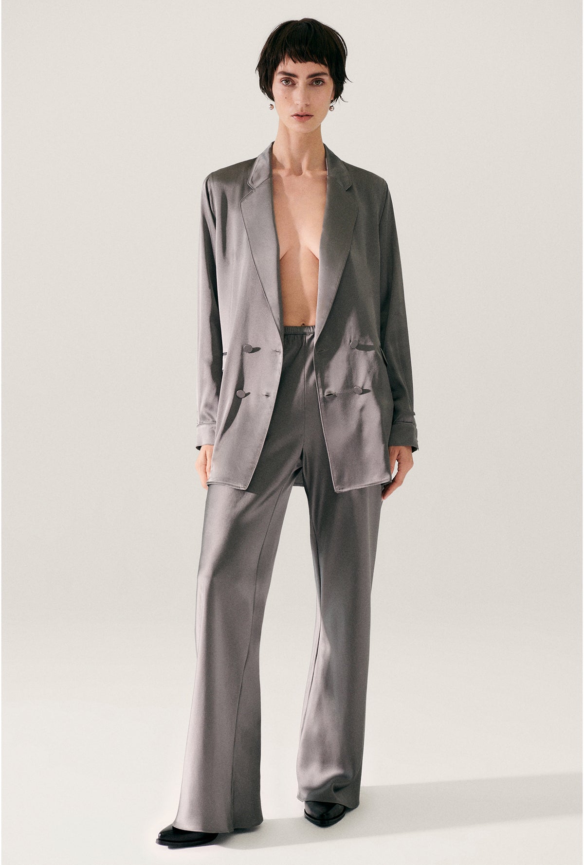 Bias Cut Pants Grey Pearl