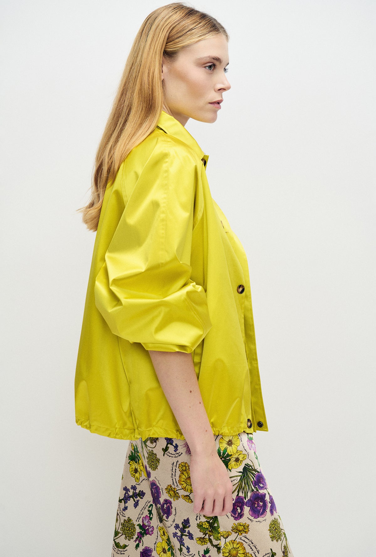 Coated Silk Bomber Jacket Wood Poppy Yellow