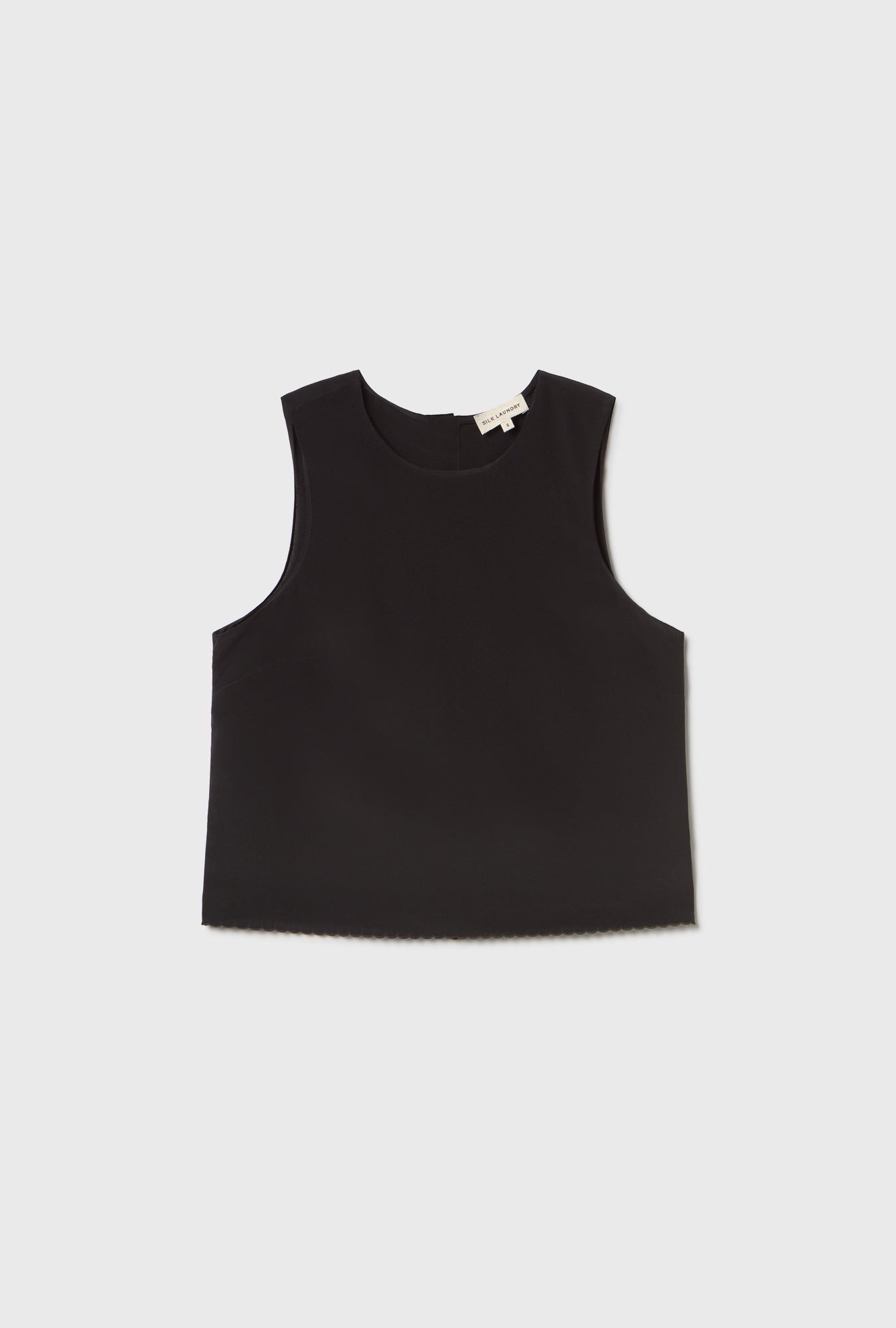 Scallop Elena Sleeveless Top Black