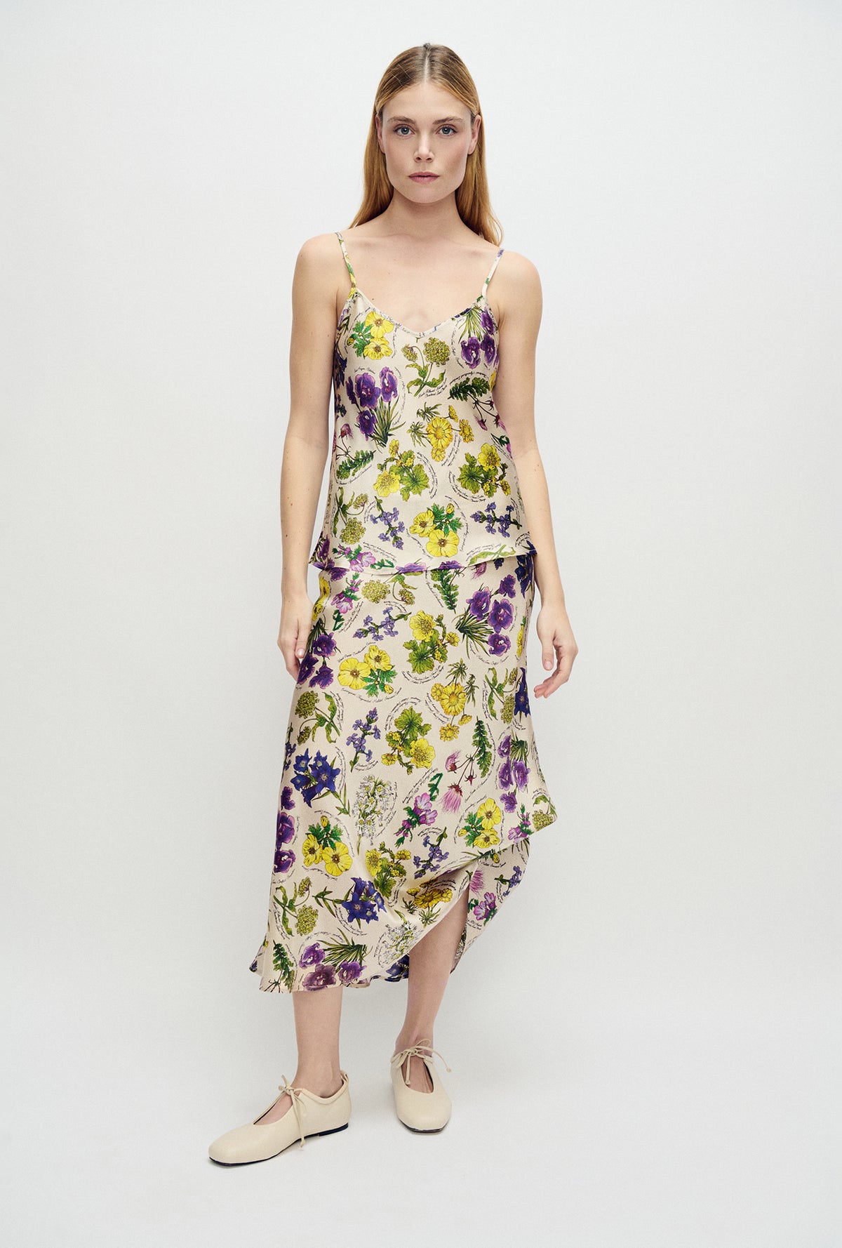 Long Bias Cut Skirt Endangered Flowers