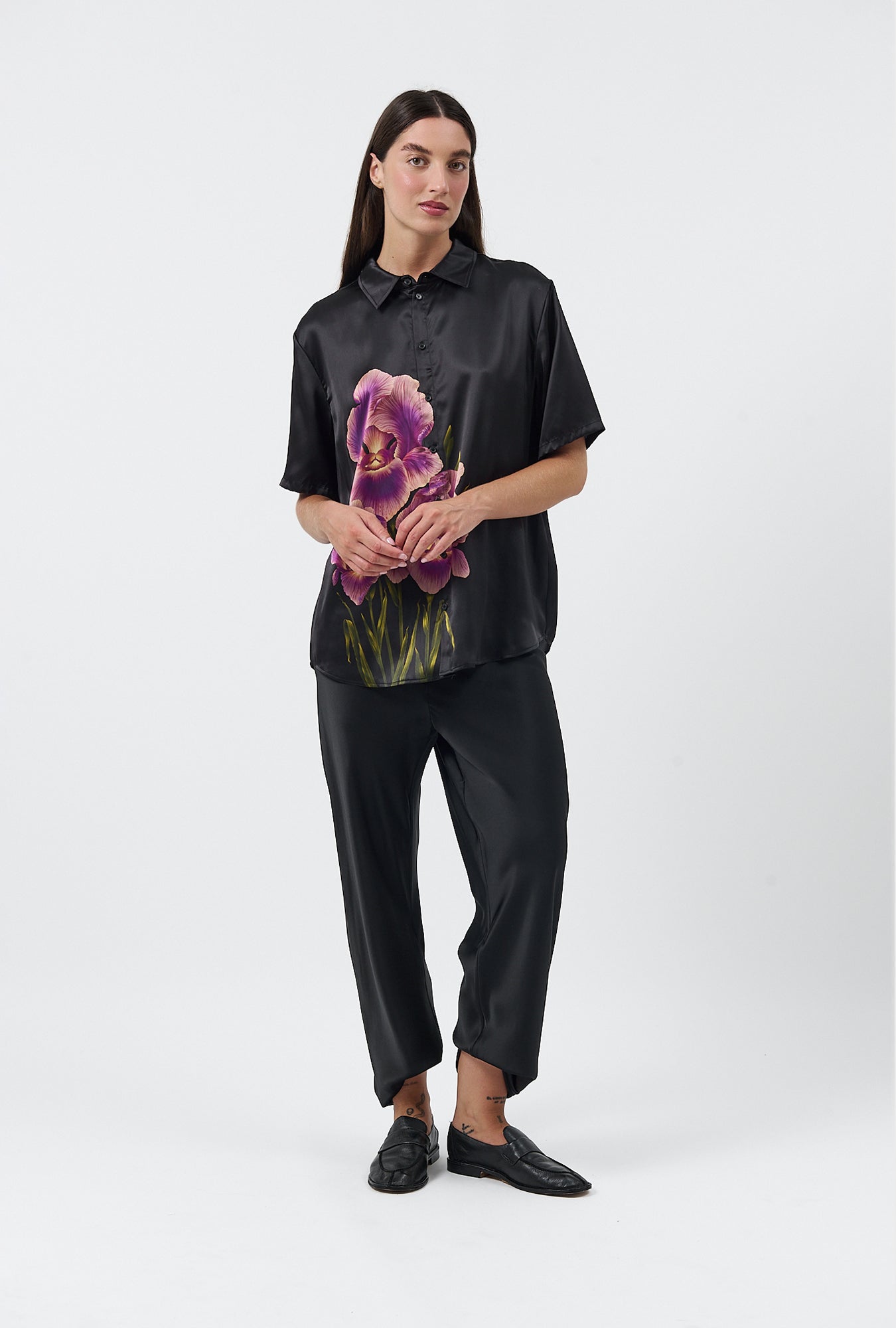 Short Sleeve Boyfriend Shirt Iris